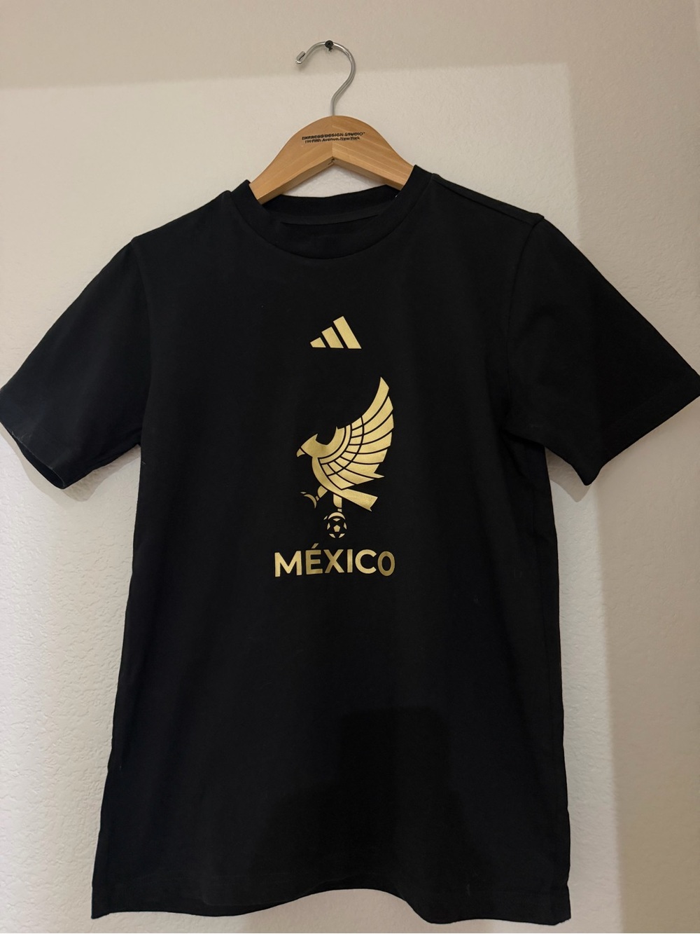 adidas Black Tee with Gold México Emblem